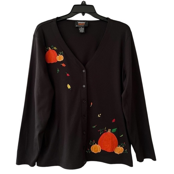 Designers Originals Studio Treat Knit Pumpkin Cardigan Size X - Picture 1 of 9
